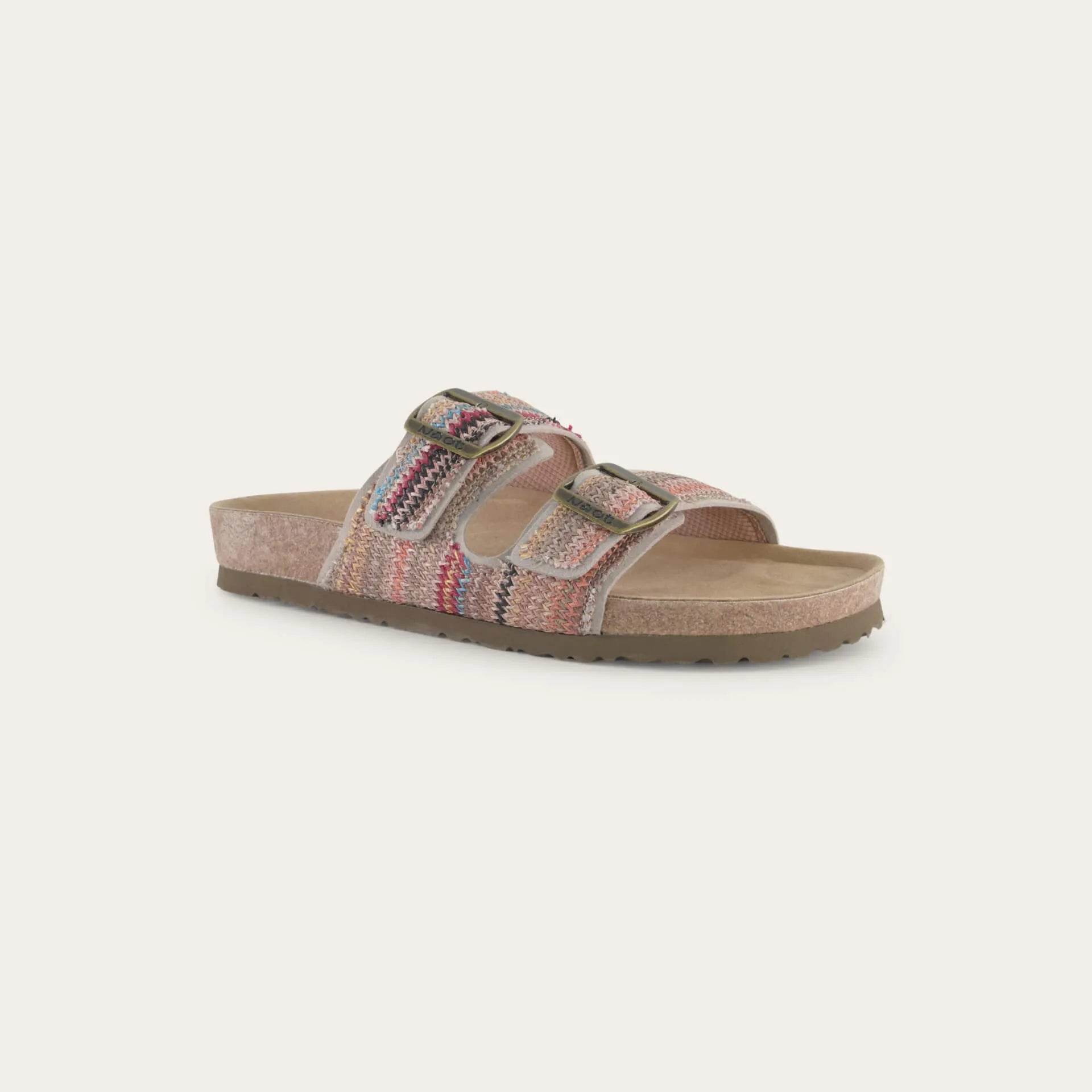 נעל שחר פספול ויגן נשים בד זיגזג חום צבעוני - נאות ישראל