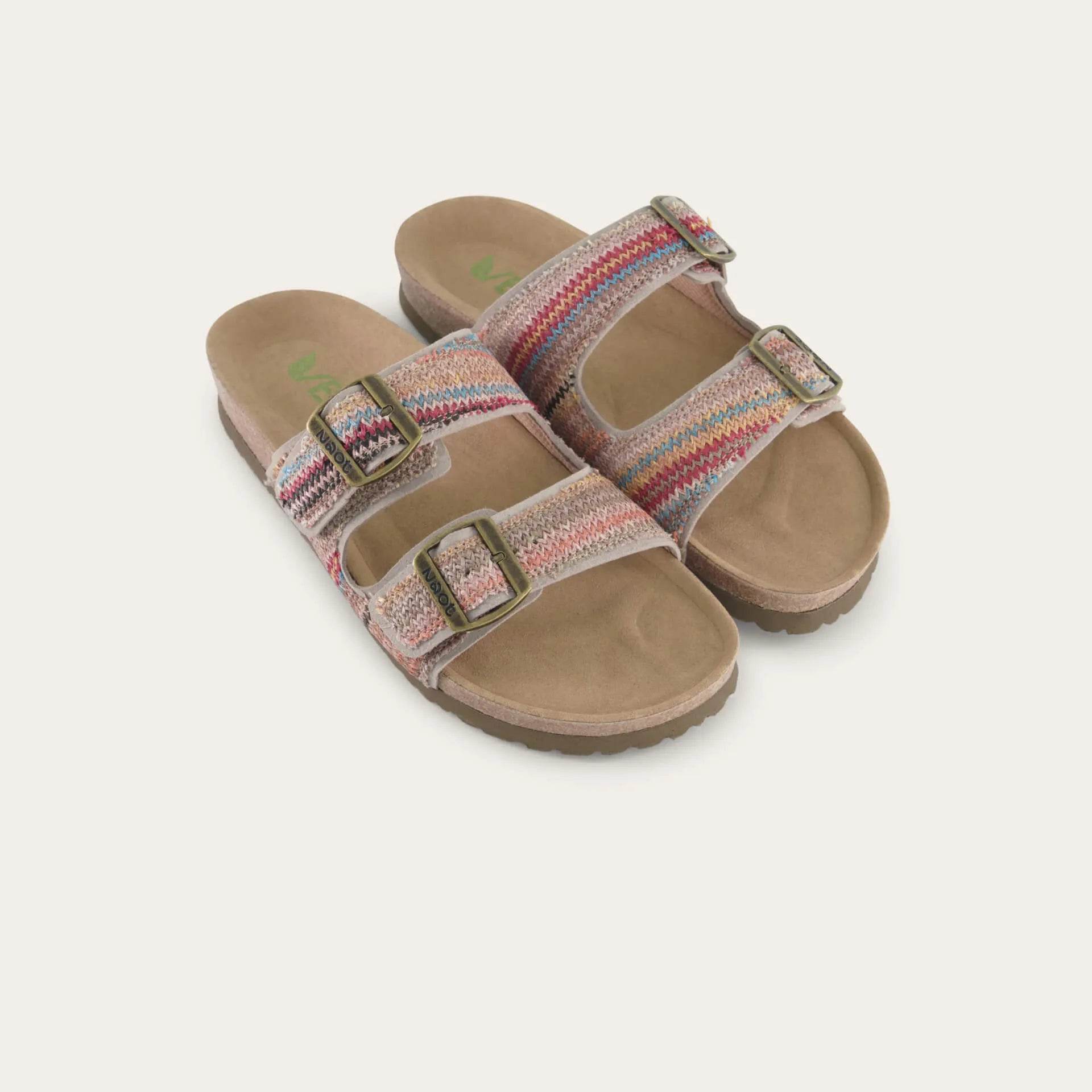 נעל שחר פספול ויגן נשים בד זיגזג חום צבעוני - נאות ישראל