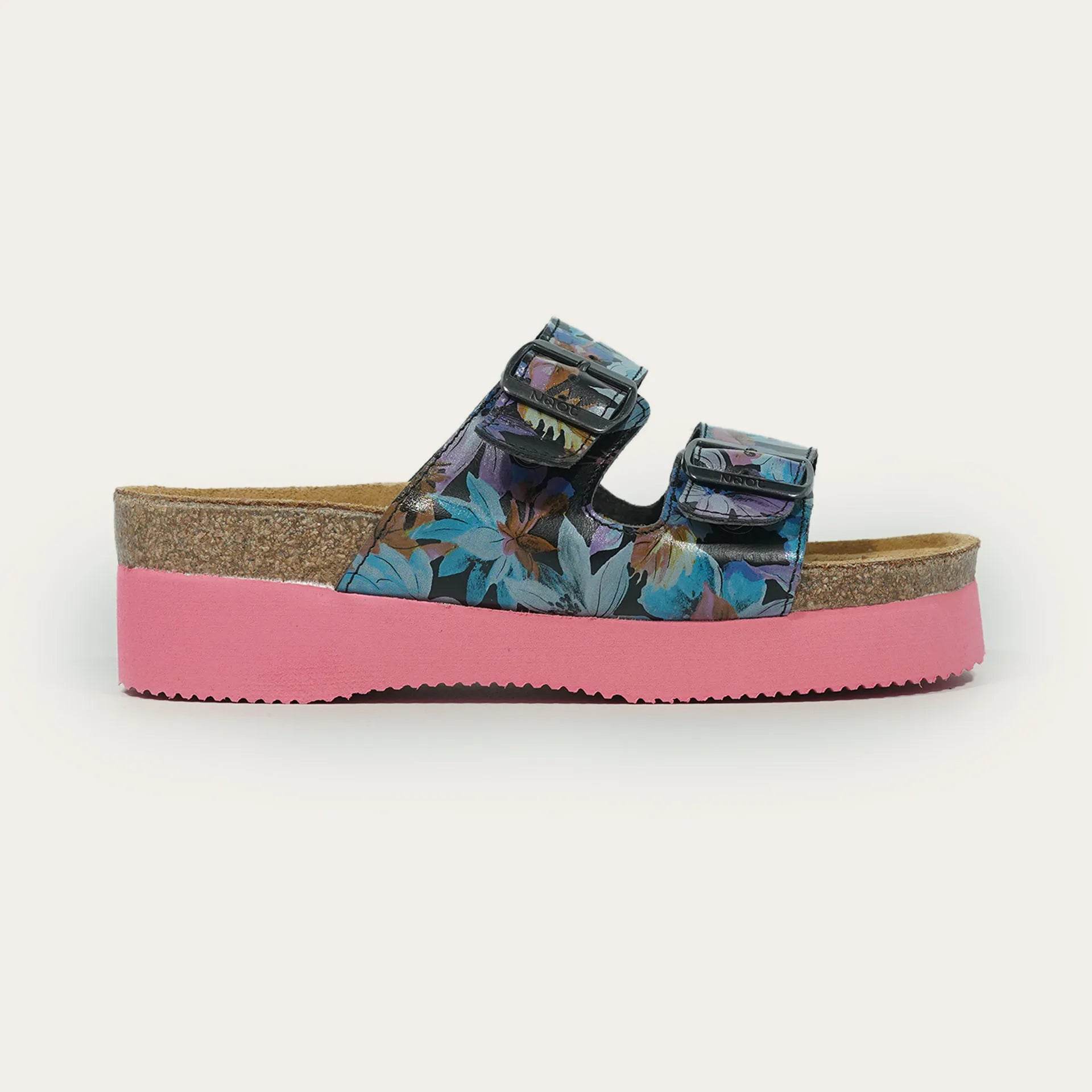 נעל לוס אנג'לס עור פרחוני כחול - נאות ישראל