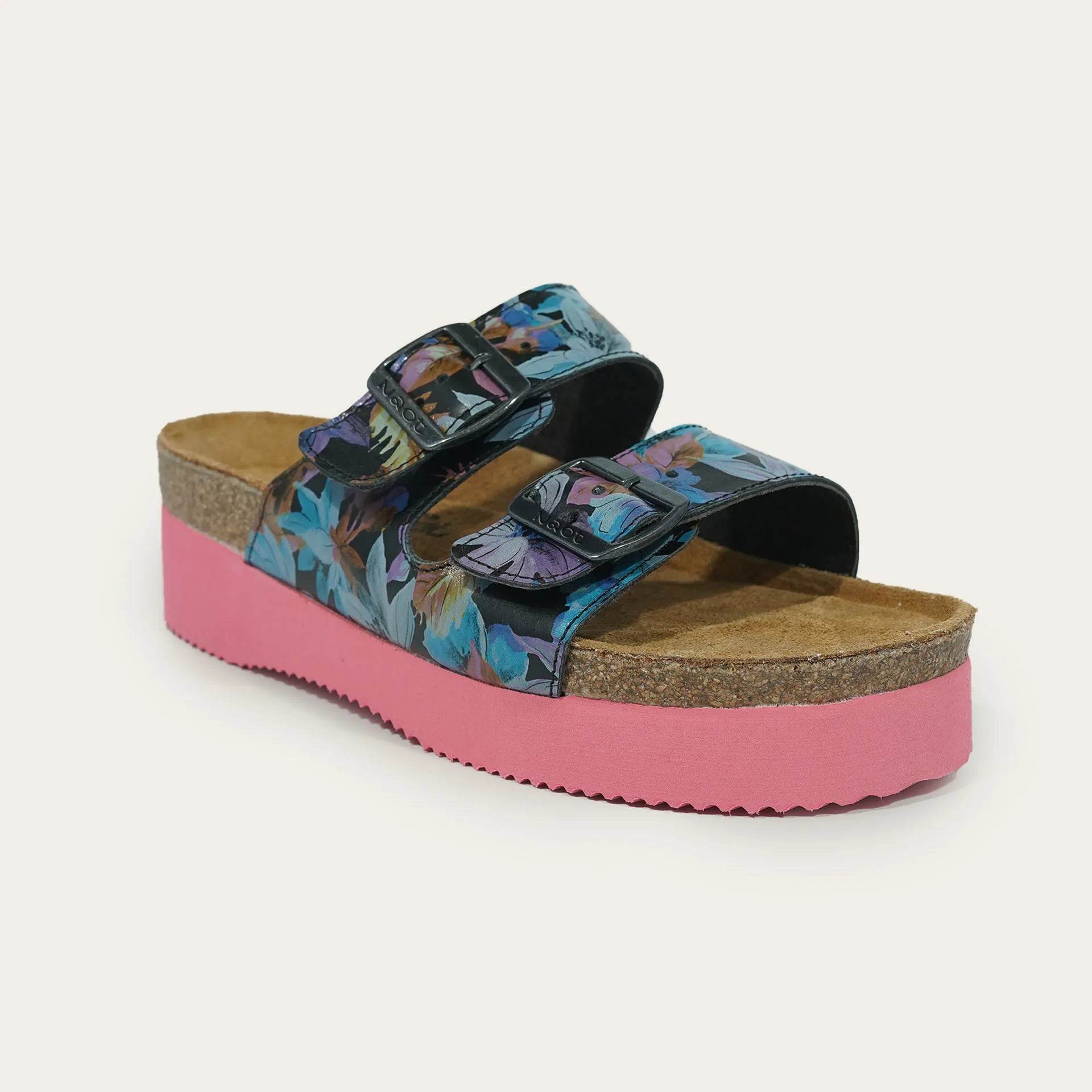 נעל לוס אנג'לס עור פרחוני כחול - נאות ישראל