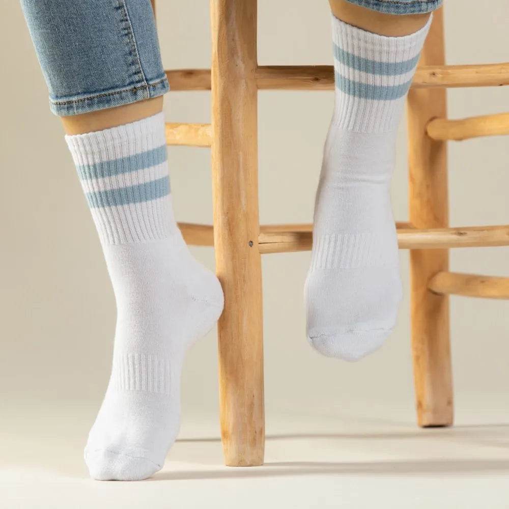 נעל גרב מגבת שני פסים נשים תכלת - נאות ישראל