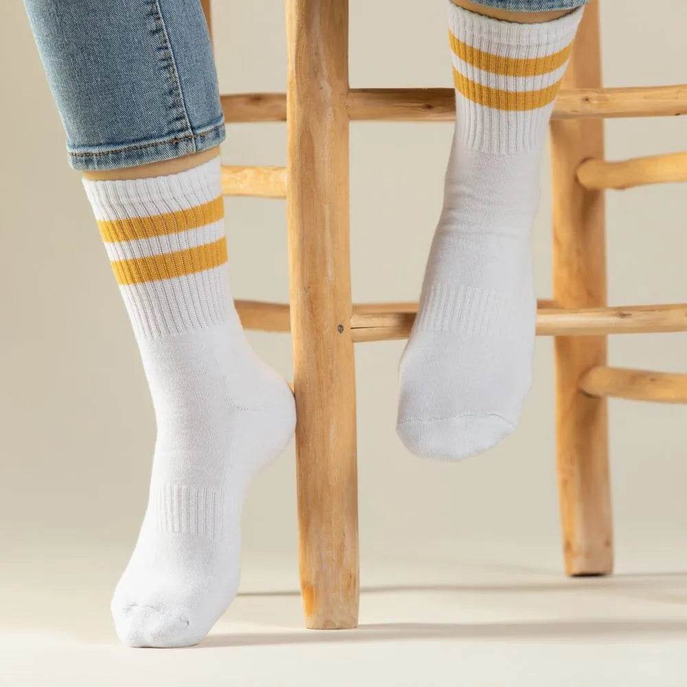 נעל גרב מגבת שני פסים גברים חרדל - נאות ישראל