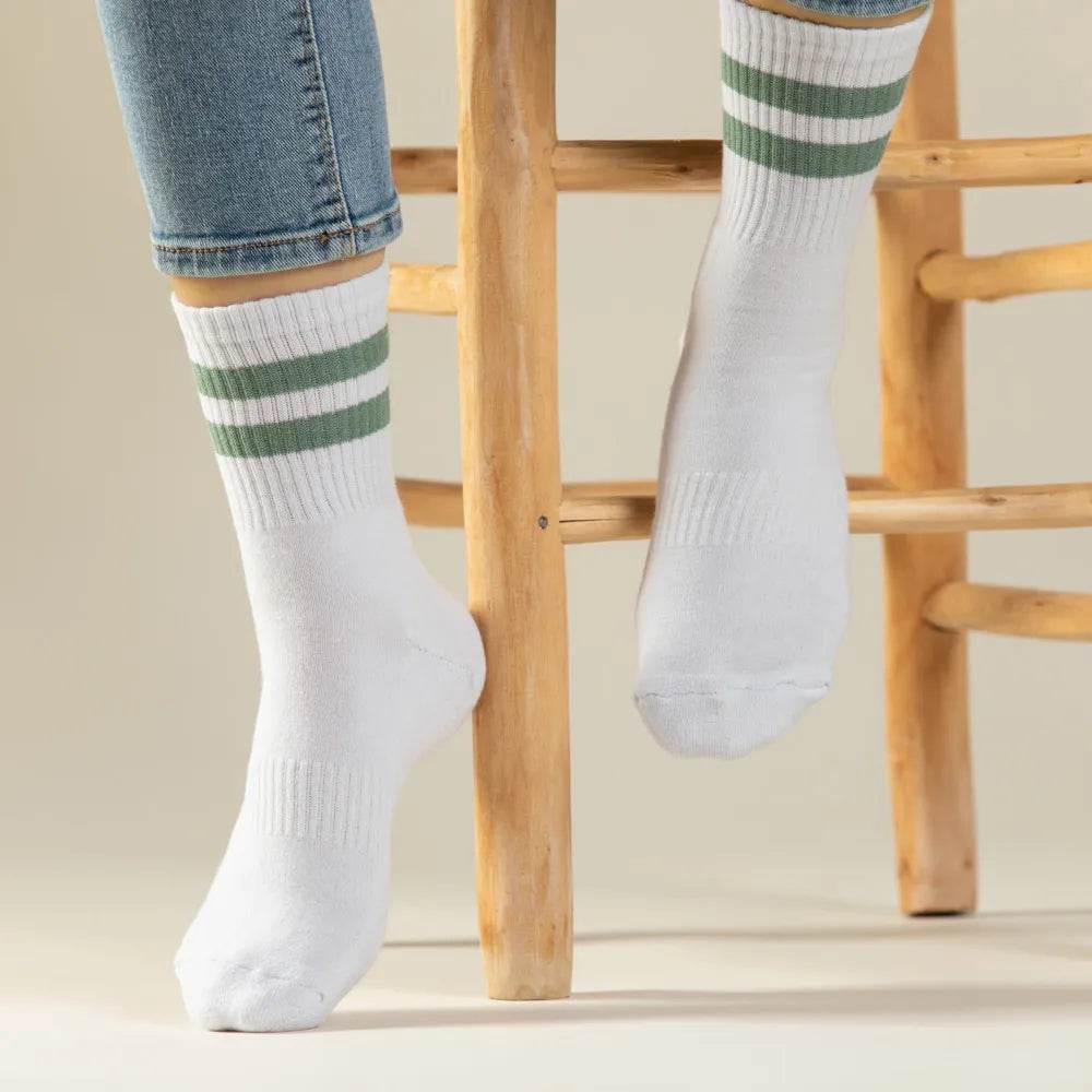 נעל גרב מגבת שני פסים גברים ירוק 501 - נאות ישראל