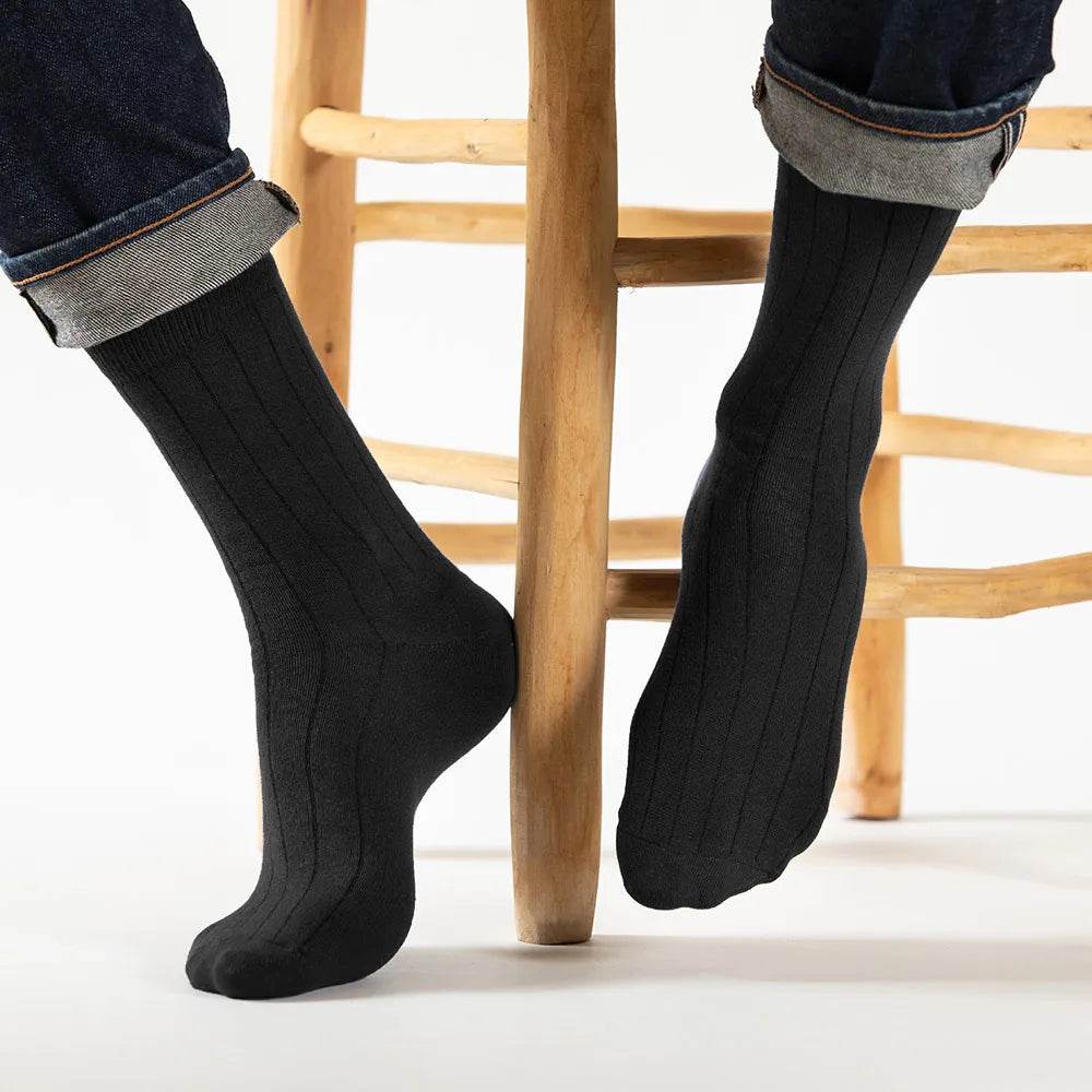 נעל גרבי גבר כותנה פסים שחור - נאות ישראל