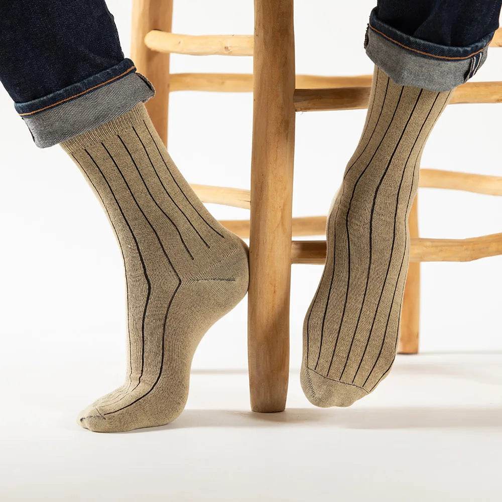 נעל גרבי גבר כותנה פסים בז' 414 - נאות ישראל