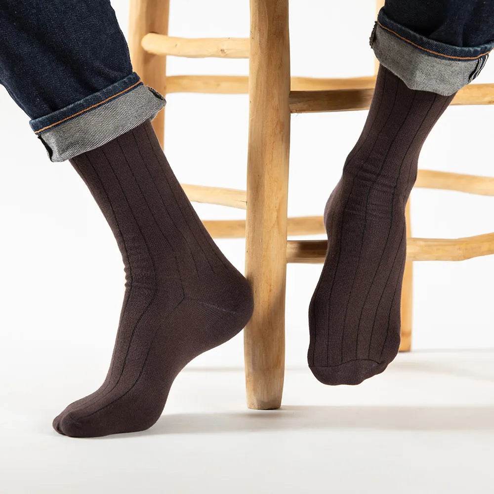 נעל גרבי גבר כותנה פסים חום - נאות ישראל